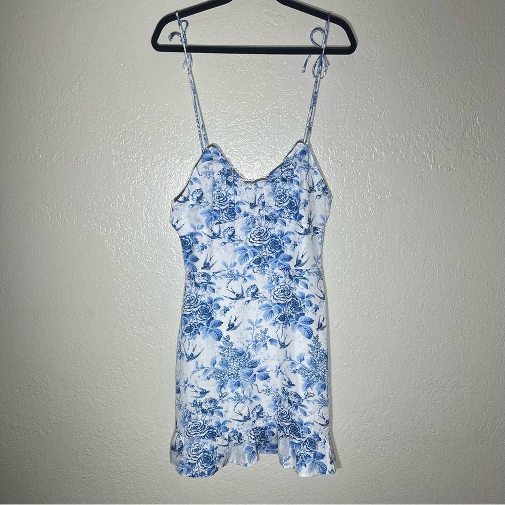 RIHOAS Blue Floral Tie Strap Dress Sz M NWT